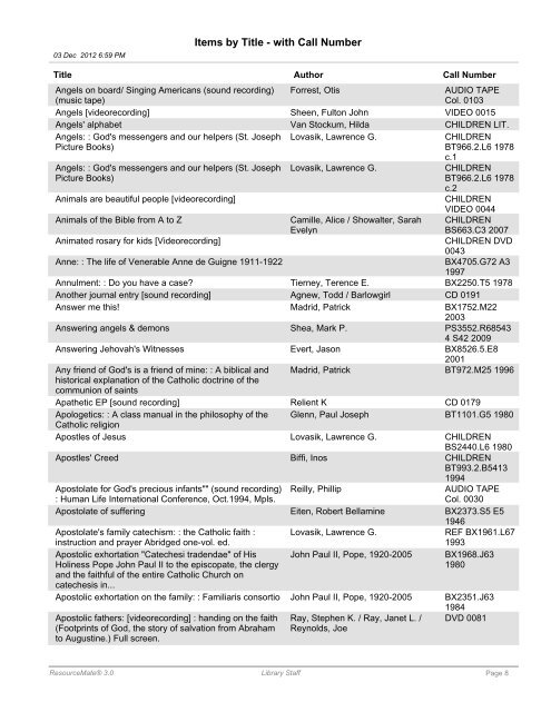 Items by Title - Maternity of Mary Church