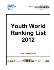 World ranking list juniors edition 1st November 2012