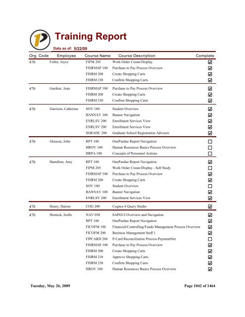 Training Report - Purdue University