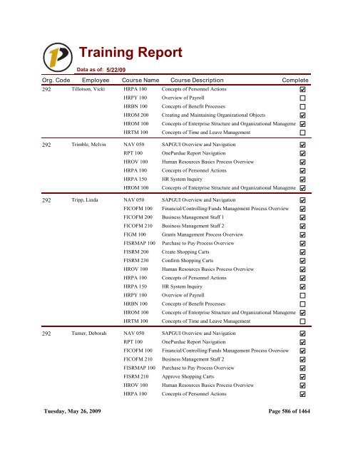 Training Report - Purdue University