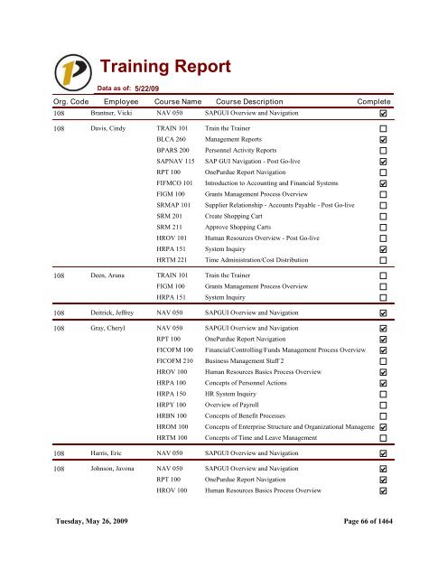 Training Report - Purdue University