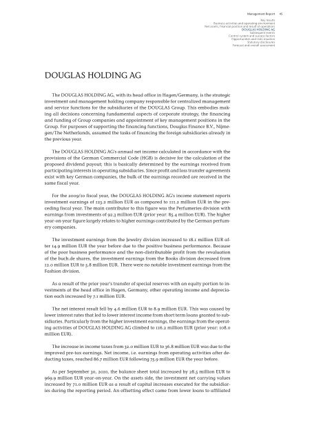 Annual Report 2009/10 Excellence in Retailing - Douglas Holding