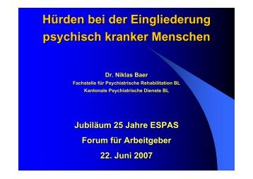 Hürden bei der Eingliederung psychisch kranker Menschen - Espas