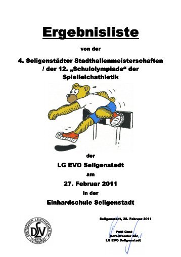 Ergebnisliste Schulolympiade 2011 - LG EVO Seligenstadt