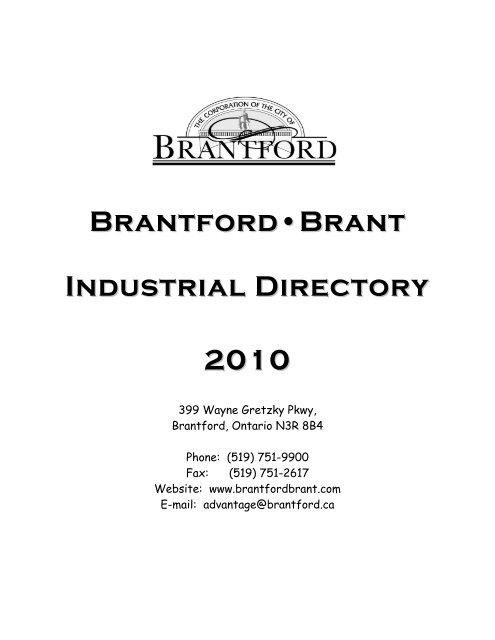 Brantford Brant Industrial Directory 201 00 Economic Development