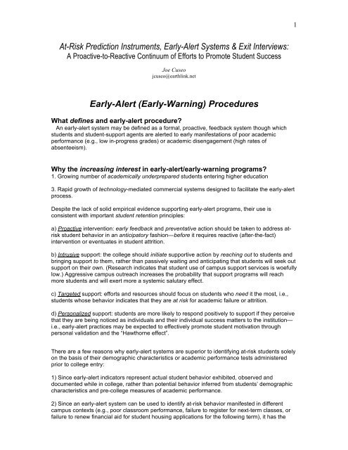 At-Risk Prediction Instruments, Early-Alert Systems - Shawnee State ...