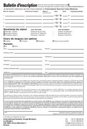 Bulletin d'inscription - International Summer Camp Montana, Crans ...