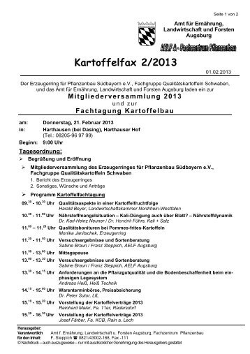 Kartoffelfax 2/2013 - Amt für Ernährung, Landwirtschaft und Forsten ...