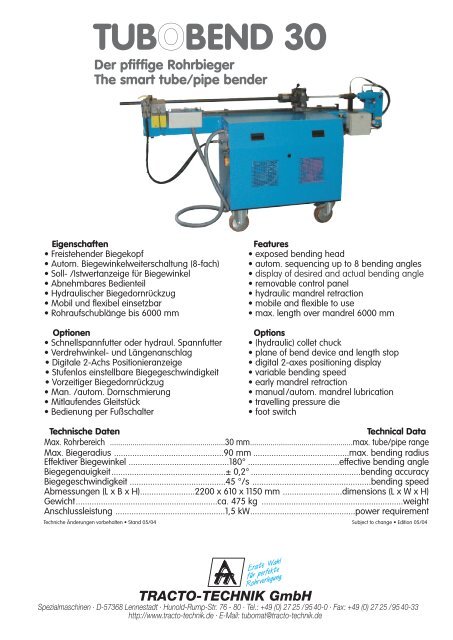 Prosp. Tubobend 30 - Kohler GmbH