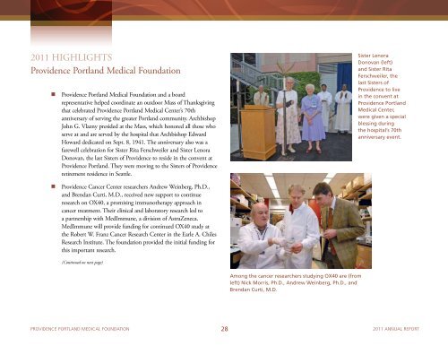 2011 Providence Foundations in Oregon Annual Report