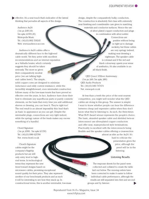 Speaker Cables Listening Test - Nordost