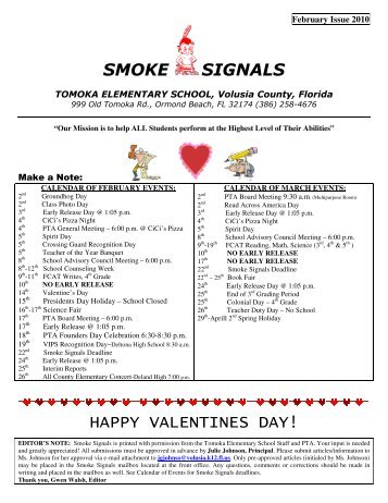 smoke signals happy valentines day! - Tomoka Elementary PTA