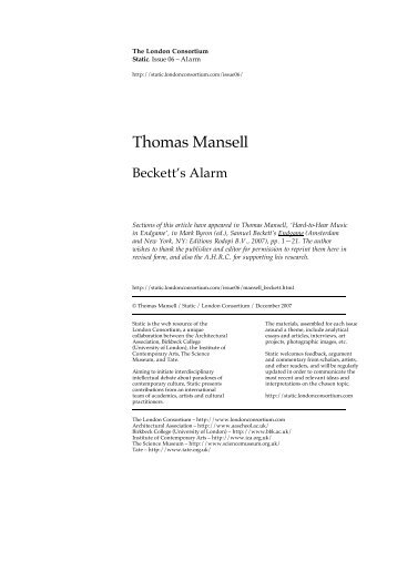 Thomas Mansell - Static - The London Consortium