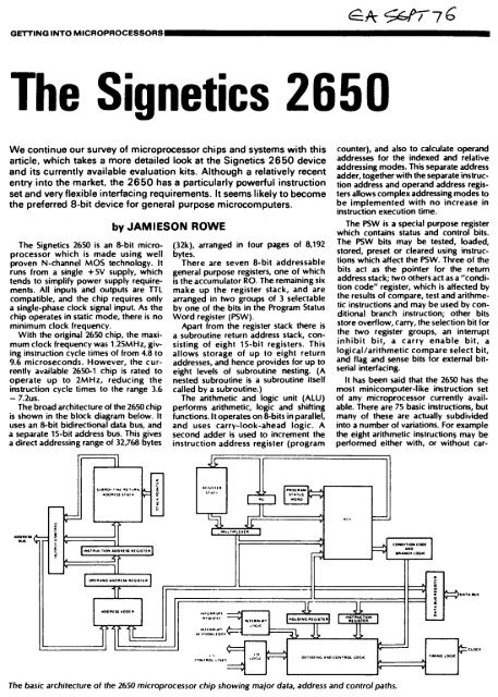 The Signetics 2650 - The MESSUI Place