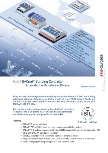 Saia® BACnet® Building Controller - SBC-support