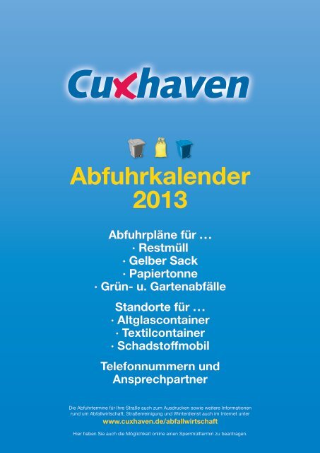 Abfuhrkalender 2013 - Stadt Cuxhaven