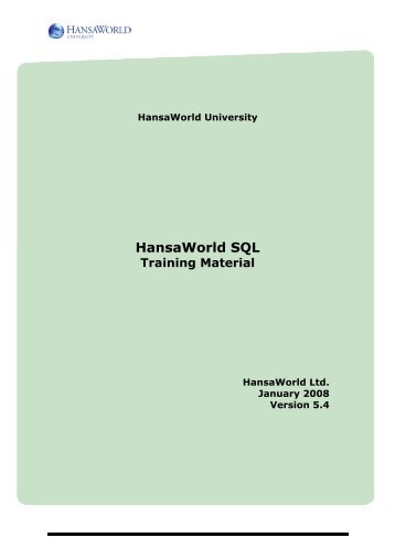 HansaWorld SQL Training Material