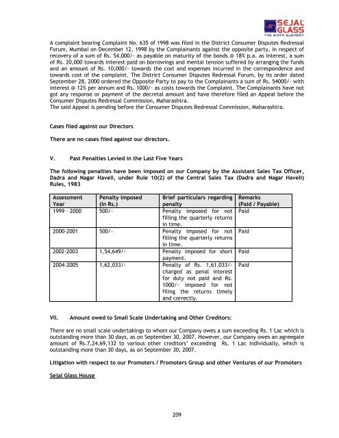 sejal architectural glass limited - Securities and Exchange Board of ...