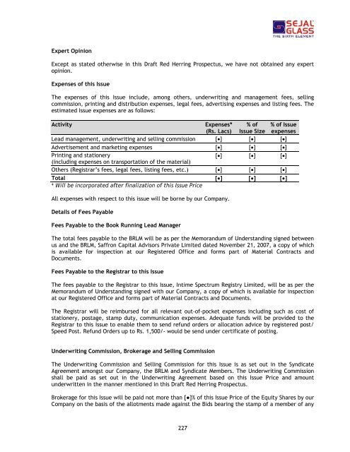 sejal architectural glass limited - Securities and Exchange Board of ...