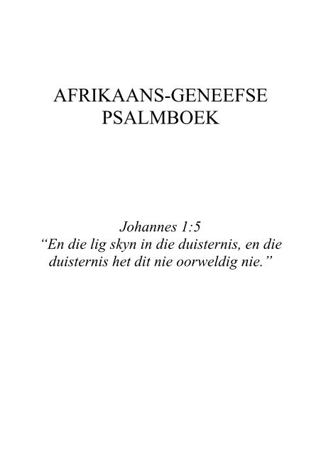 AFRIKAANS-GENEEFSE PSALMBOEK - The Genevan Psalter