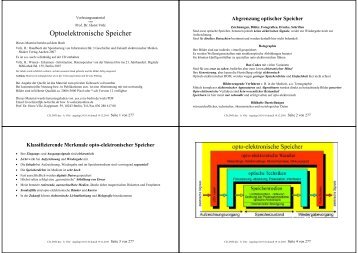 Optoelektronische Speicher - Dies ist unser Püffki, nur Eingeweihte ...