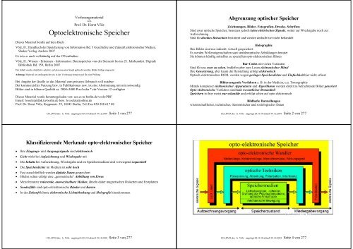 Optoelektronische Speicher - Dies ist unser Püffki, nur Eingeweihte ...