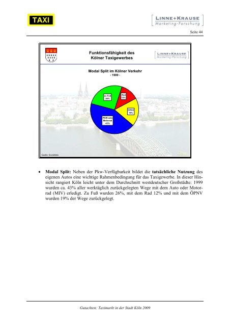 Taxigutachten gem. § 13.4 PBefG für die Stadt Köln - Linne + Krause ...