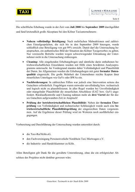 Taxigutachten gem. § 13.4 PBefG für die Stadt Köln - Linne + Krause ...