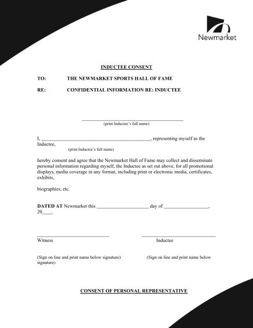 Newmarket Sports Hall of Fame Inductee Nomination Form
