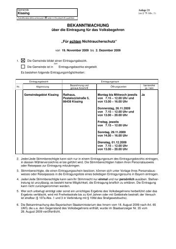 Eintragungsbekanntmachung als pdf-Dokument - Gemeinde Kissing