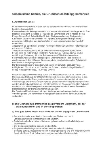 Infos Grundschule Immenried - Kißlegg