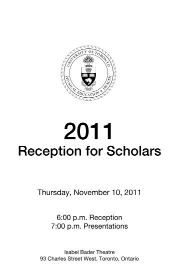 Reception for Scholars Program - Faculty of Kinesiology & Physical ...