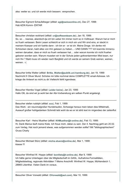 Gästebucheinträge bis 18. Januar 2005 - GASL - Gesellschaft der ...