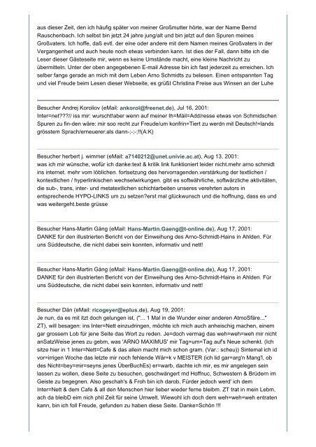 Gästebucheinträge bis 18. Januar 2005 - GASL - Gesellschaft der ...