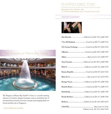 shoppes DIReCToRY The shoppes at Marina Bay sands