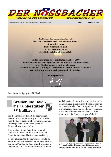 Greiner und Haidl- mair unterstützen FF Nußbach - Gemeinde ...