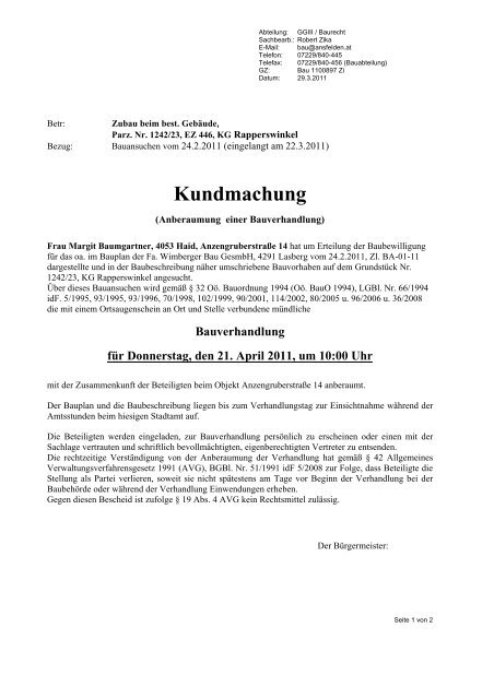 Kundmachung - Ansfelden