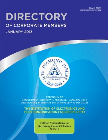 Addendum to Directory of Corporate Members January 2012 - IETE