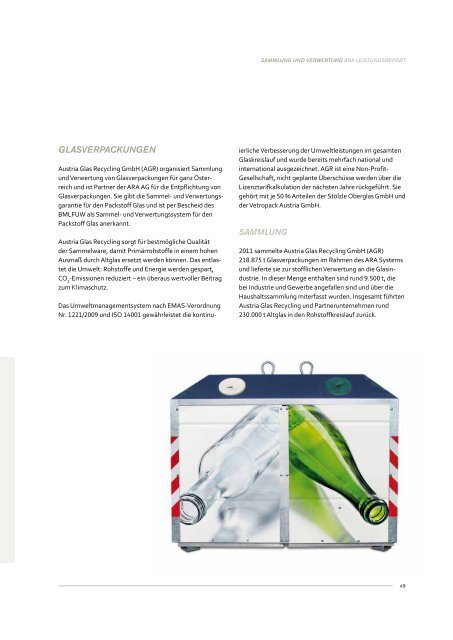 ARA Leistungsreport 2011 - Altstoff Recycling Austria
