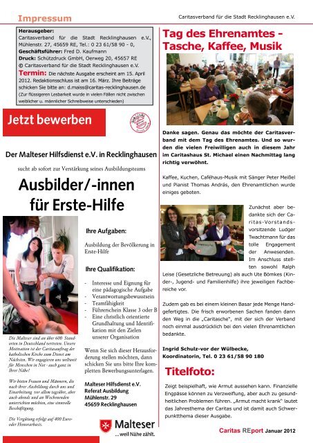 Ausgabe 1 2012 - Caritasverband für die Stadt Recklinghausen e.V.