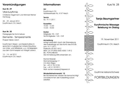 Tanja Baumgartner Eurythmische Massage Belebung im Dialog