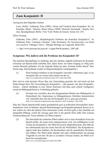 Zum Konjunktiv Ii