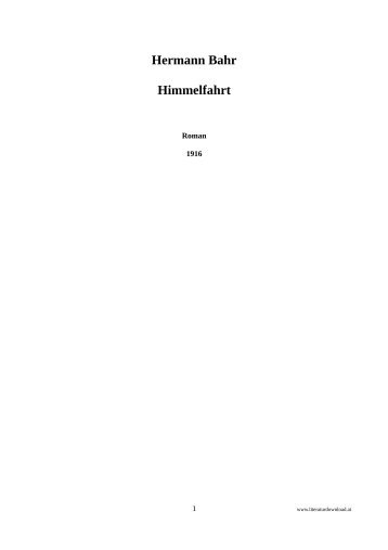 Hermann Bahr Himmelfahrt - Literaturdownload.at