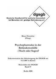 Psychopharmaka in der Behindertenhilfe - Fluch oder Segen? - dgsgb