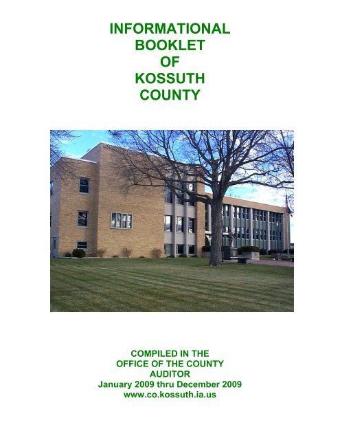 INFORMATIONAL BOOKLET OF KOSSUTH COUNTY