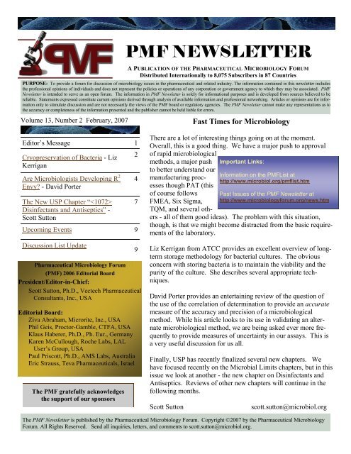 PMF Newsletter 0702 v070226 - Pharmaceutical Microbiology Forum (PMF)