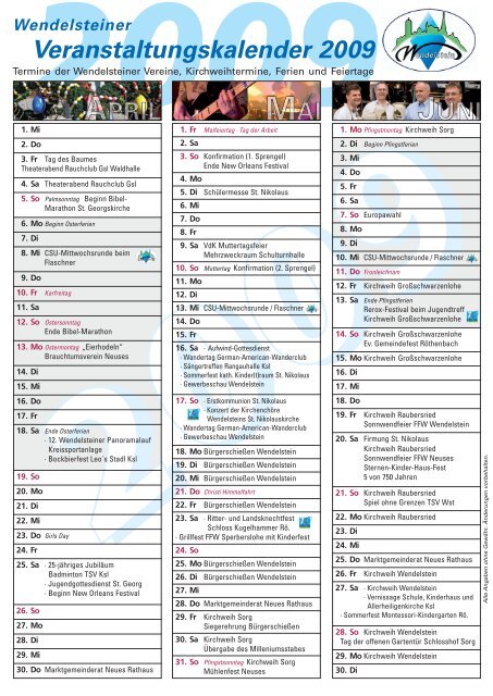 Veranstaltungskalender 2009 - CSU Wendelstein