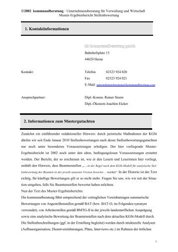 muster ergebnisbericht stellenbewertung kommunalberatung - Stellenbeschreibung Offentlicher Dienst Muster muster ergebnisbericht stellenbewertung kommunalberatung - Stellenbeschreibung Offentlicher Dienst Muster