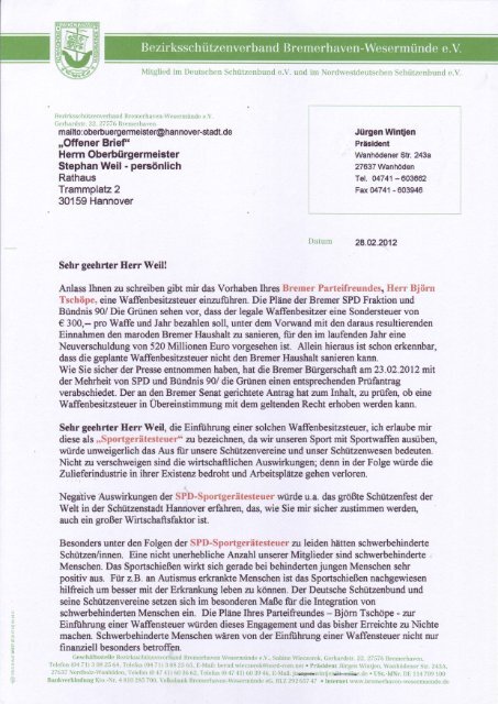 Offenen Brief an Herrn Obgm Weil