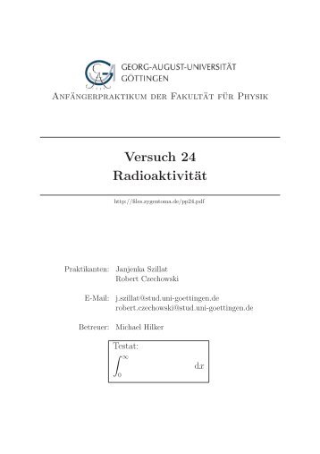 Versuch 24 Radioaktivität - Zygentoma